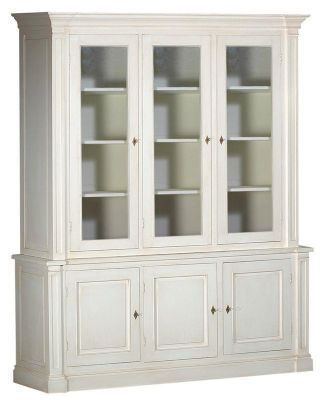 Bibliothèque 2 corps 3 portes patinée